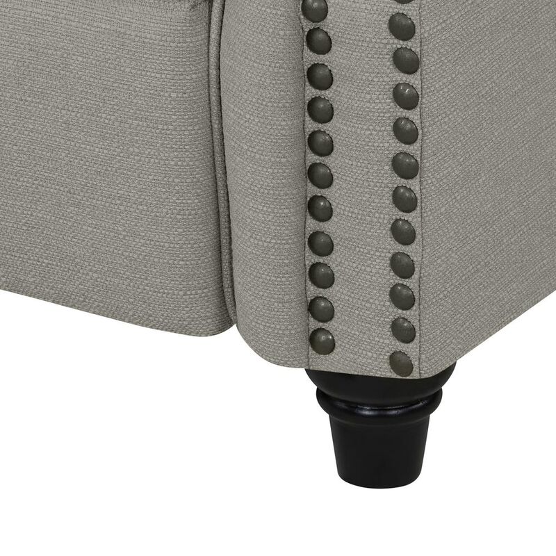 ProLounger Bustle-Back Pushback Recliner with Nailheads in Dove Grey Linen