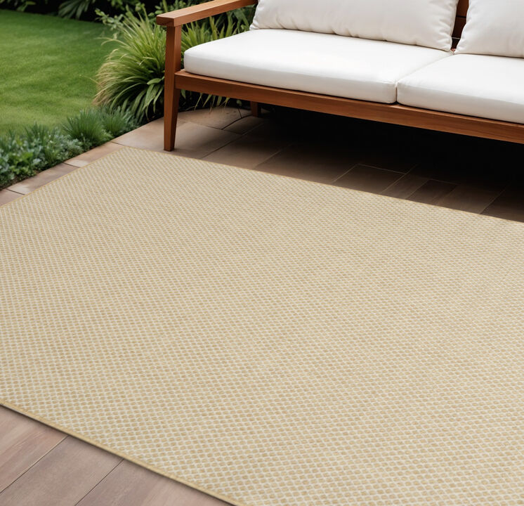 HomeRoots 10' X 14' Natural Geometric Indoor Outdoor Area Rug