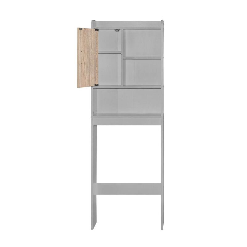 Better Home Products Ace Over-the-Toilet Storage Cabinet in Light Gray & Natural Oak