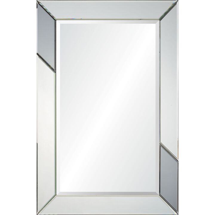 36" Gray Glass Framed Beveled Rectangular Wall Mirror