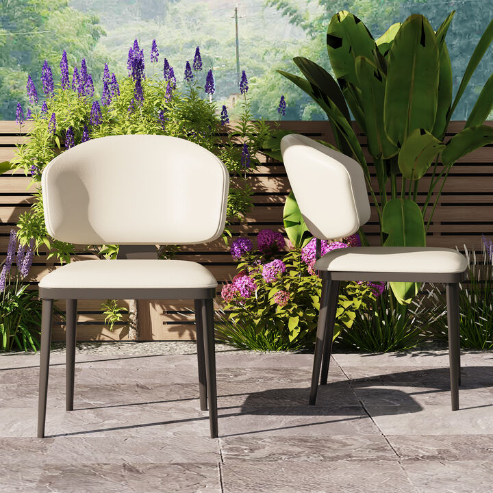 Leather Dining Chair with Metal Legs 2-piece 21.45" White