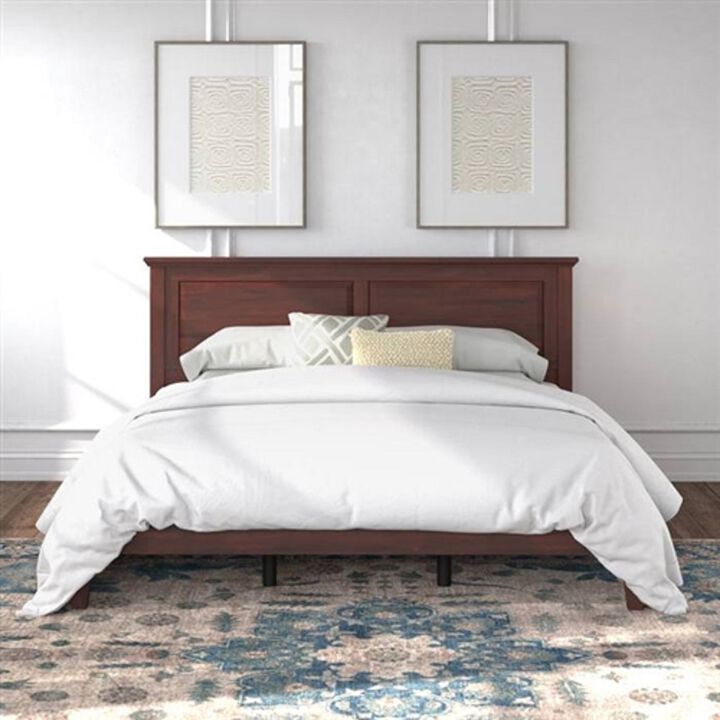 Wooden Platform Bed Frame Traditional Headboard Design and Sturdy Support For Bedroom