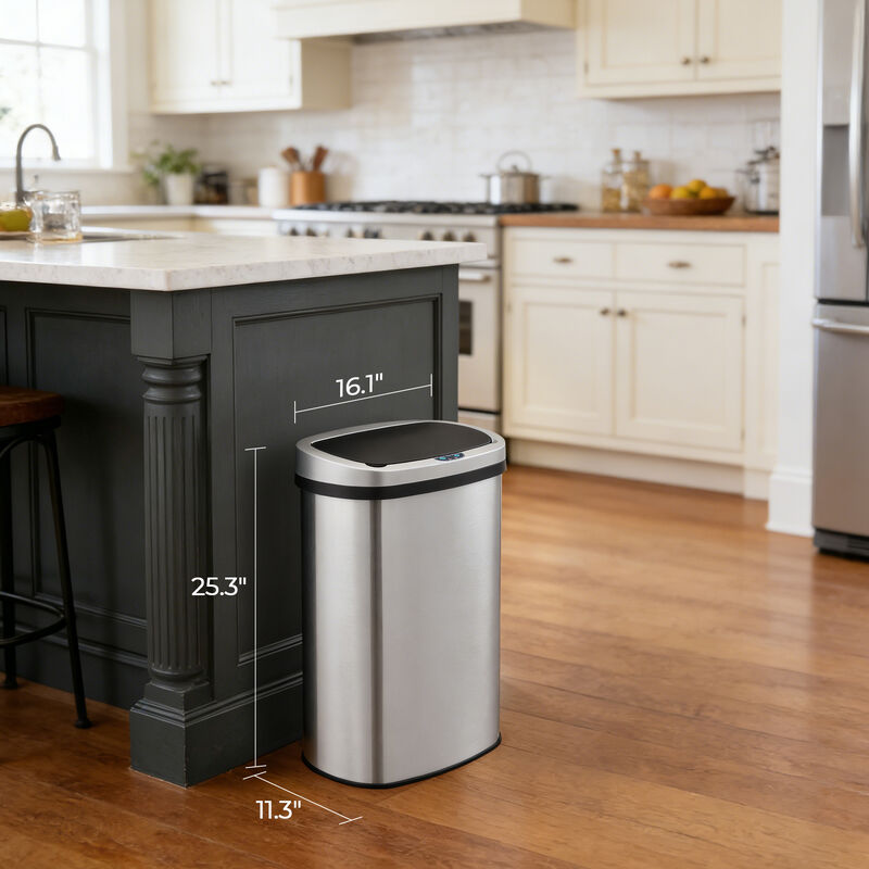 13 Gal./50 Liter Stainless Steel Oval Motion Sensor Trash Can for Kitchen image number 3