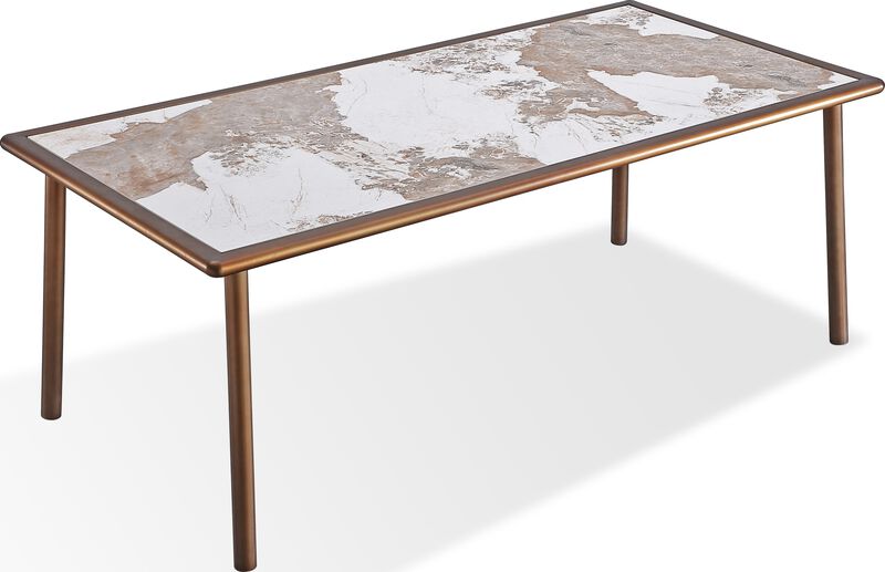Tulum Stone Top Dining Table with Bronze Metal Base