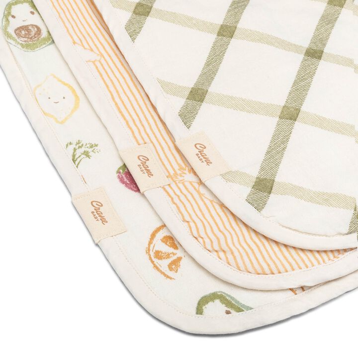 Clementine Fruits & Veggies Cotton Burp Cloth Set