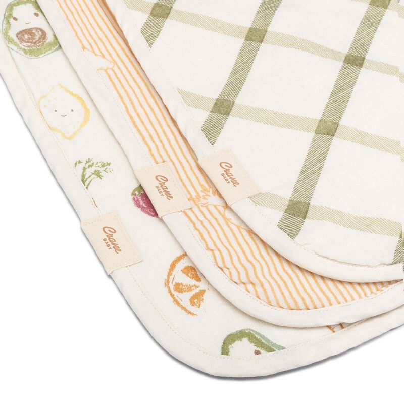 Clementine Fruits & Veggies Cotton Burp Cloth Set image number 1