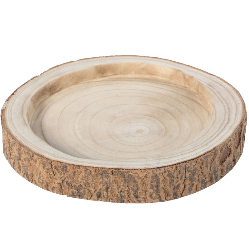 Wood Tree Bark Indented Display Tray Serving Plate Platter Charger - 12 Inch Dia