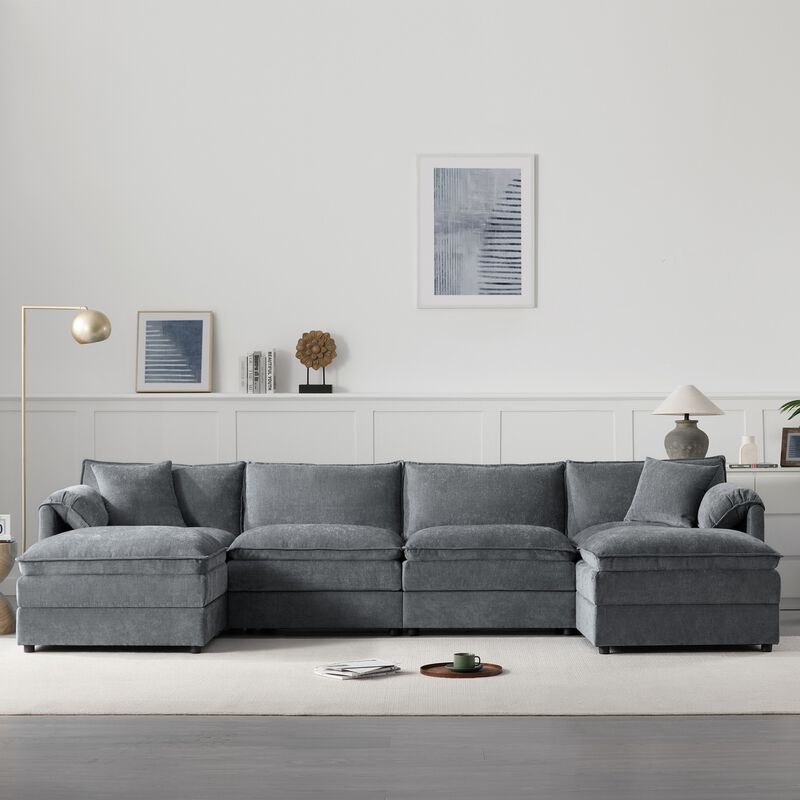 Fincep U-Shaped Modular Cloud Sectional Sofa image number 2