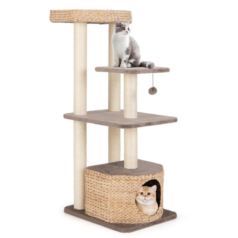 Hivvago 4-Layer Cat Tower with Scratching Posts Condo and Washable Cushions