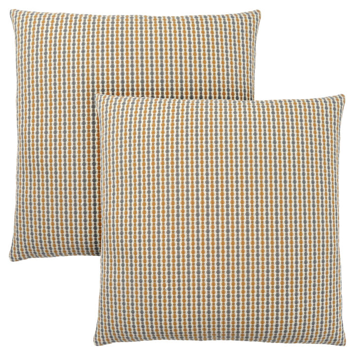 Monarch Specialties I 9235 Pillows, Set Of 2, 18 X 18 Square, Insert Included, Decorative Throw, Accent, Sofa, Couch, Bedroom, Polyester, Hypoallergenic, Gold, Grey, Modern