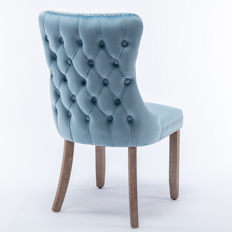 Streamdale Set of 2 Light Blue Wingback Dining Chairs