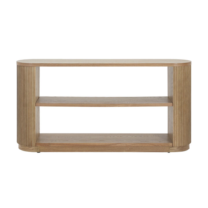 Merax Modern Entryway Console Table Slim Sofa Table Open Shelf Elegant Wood Grain Multi-Functional Hallway Table