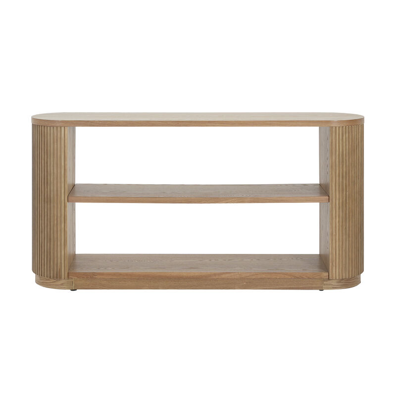 Merax Modern Entryway Console Table Slim Sofa Table Open Shelf Elegant Wood Grain Multi-Functional Hallway Table