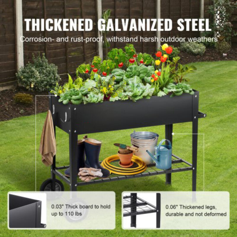 Outdoor Raised Planter Box with Legs – Galvanized Metal Garden Bed for Patio, Balcony, or Yard