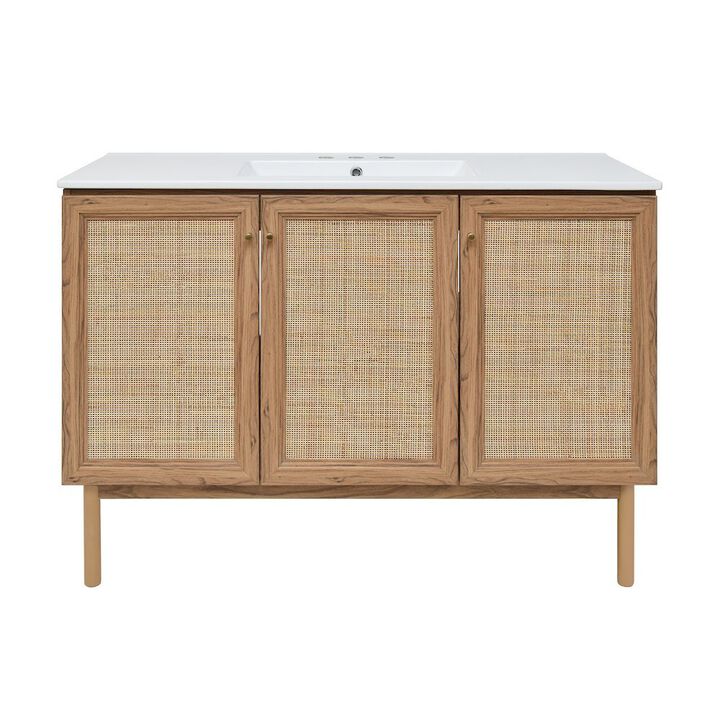 48" Freestanding Bathroom Vanity with 3-Hole Widespread Sink Top