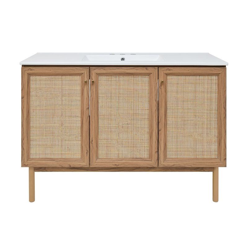 48" Freestanding Bathroom Vanity with 3-Hole Widespread Sink Top image number 0