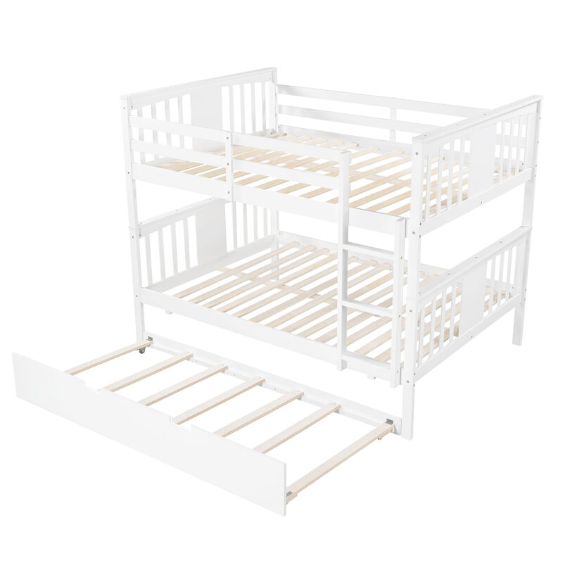 Merax Full over Full Bunk Bed with Twin Size Trundle and Ladder
