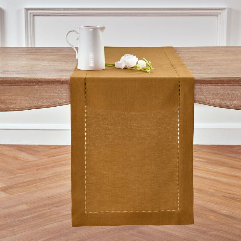 Solino Home 100% Pure Linen Table Runner - Classic Hemstitch