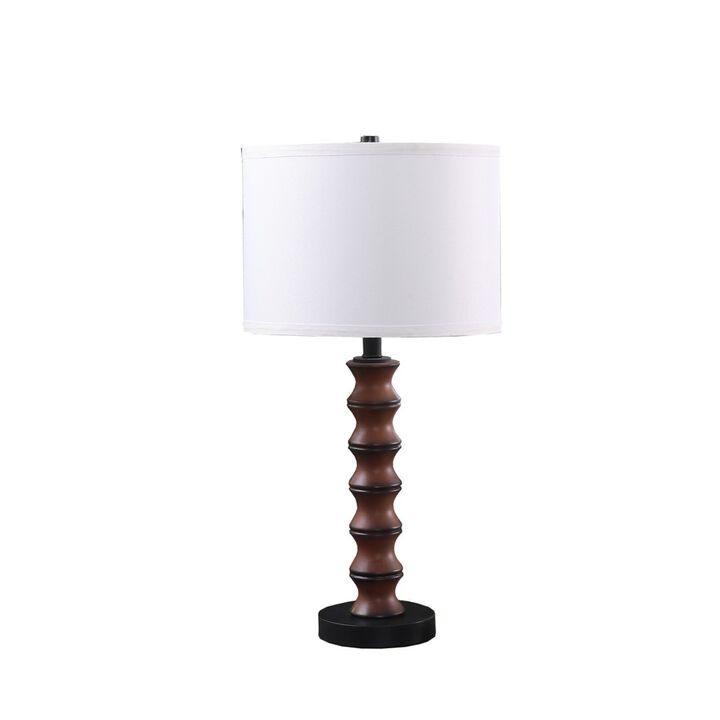 ELEMENT ACE Modern Coastal 27.5 Inch Table Lamp with Polyresin Body, Cotton Linen Drum Shade, In-Line On/Off Switch Ideal for Bedroom Living Room Home Decor Ambient Lighting