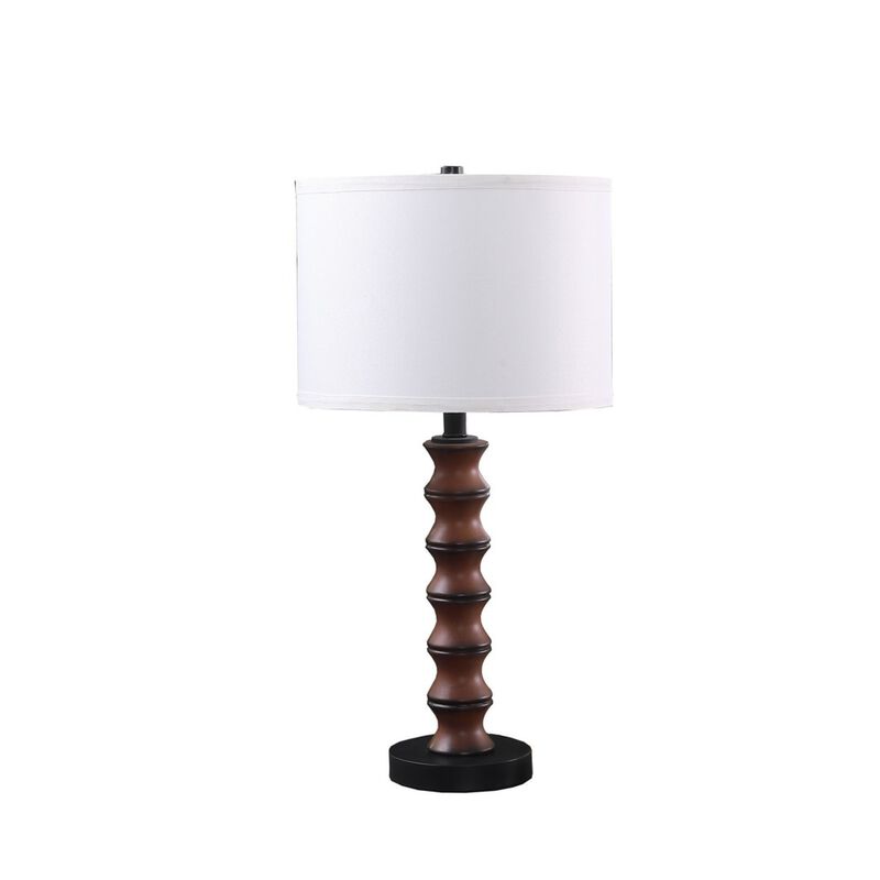 ELEMENT ACE Modern Coastal 27.5 Inch Table Lamp with Polyresin Body, Cotton Linen Drum Shade, In-Line On/Off Switch Ideal for Bedroom Living Room Home Decor Ambient Lighting image number 0
