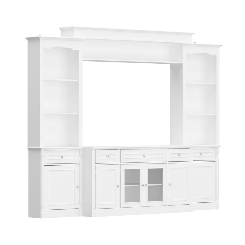 FUFU&GAGA Modern/Contemporary White Tv Cabinet Integrated Tv Mount (Accommodates TVs up to 55-in)，White