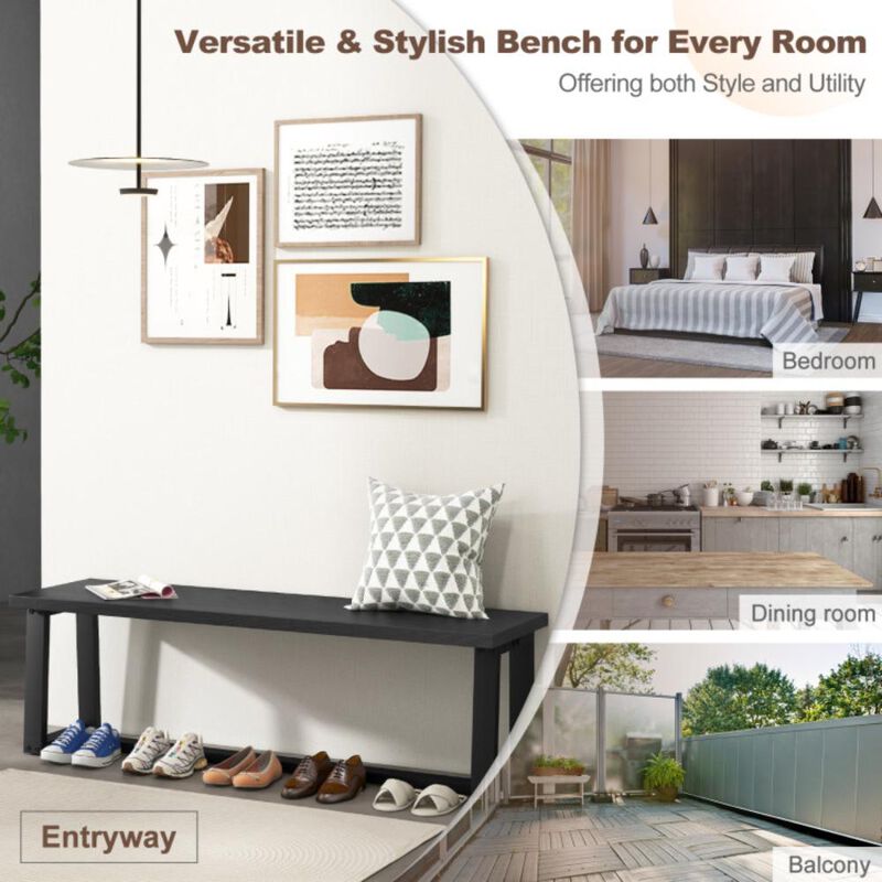 Hivvago Wood Dining Bench with Metal Frame and Adjustable Footpads