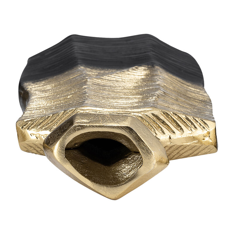 Kaya 16 Inch Classic Accent Metal Vase, Square Body, Narrow Top, Gold Black - Benzara