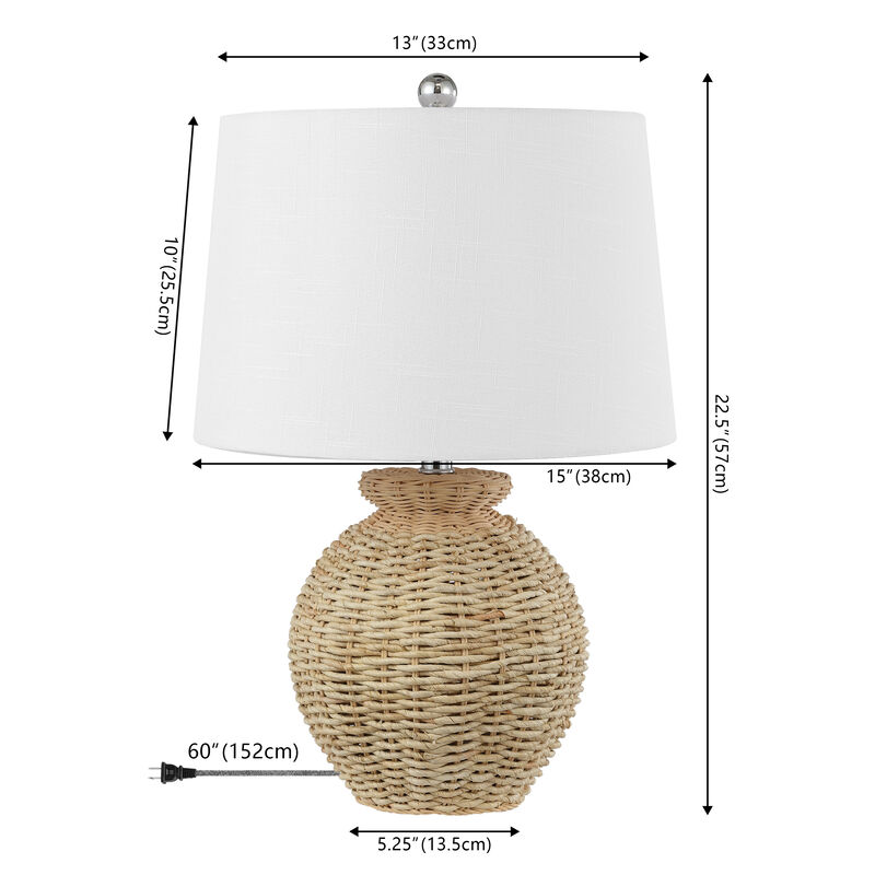 Nora Rustic Coastal Rattan Globe LED Table Lamps