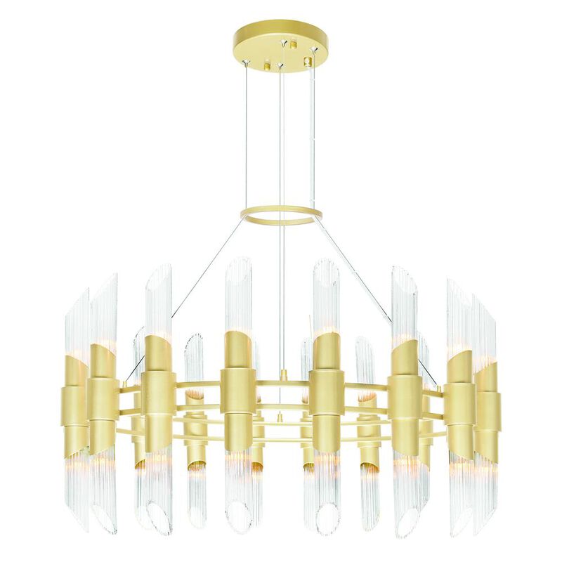 CWI Lighting Croissant 36 Light Chandelier With Satin Gold Finish