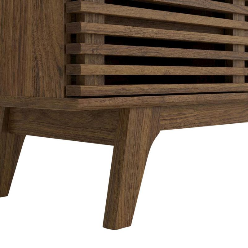 Brown wood entertainment center with spacious TV stand and sleek design image number 6