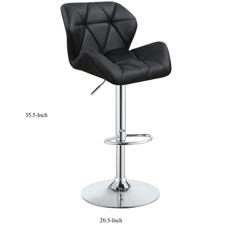 Adjustable Diamond Bar Stool with Chrome Base, Black ,Set of 2