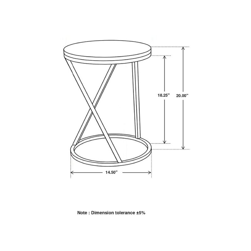 Coaster Co. of America Malthe Round Marble Top Accent Side White and Antique Gold