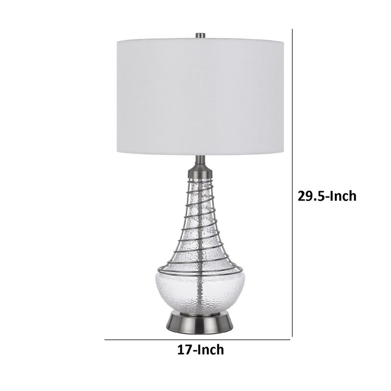 Table Lamp, Tapered Corkscrew Glass Body with Wire Accent, Brushed Steel image number 7