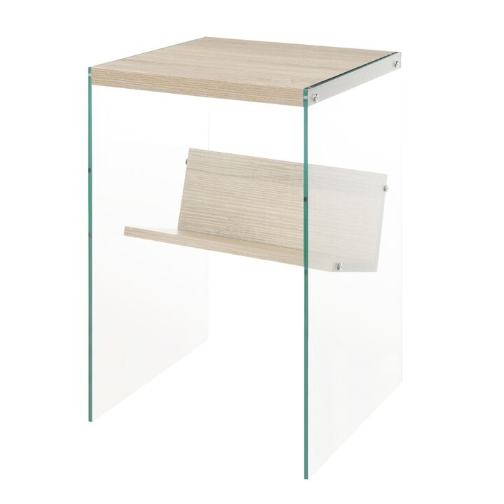 Convenience Concepts SoHo End Table, Weathered White / Glass