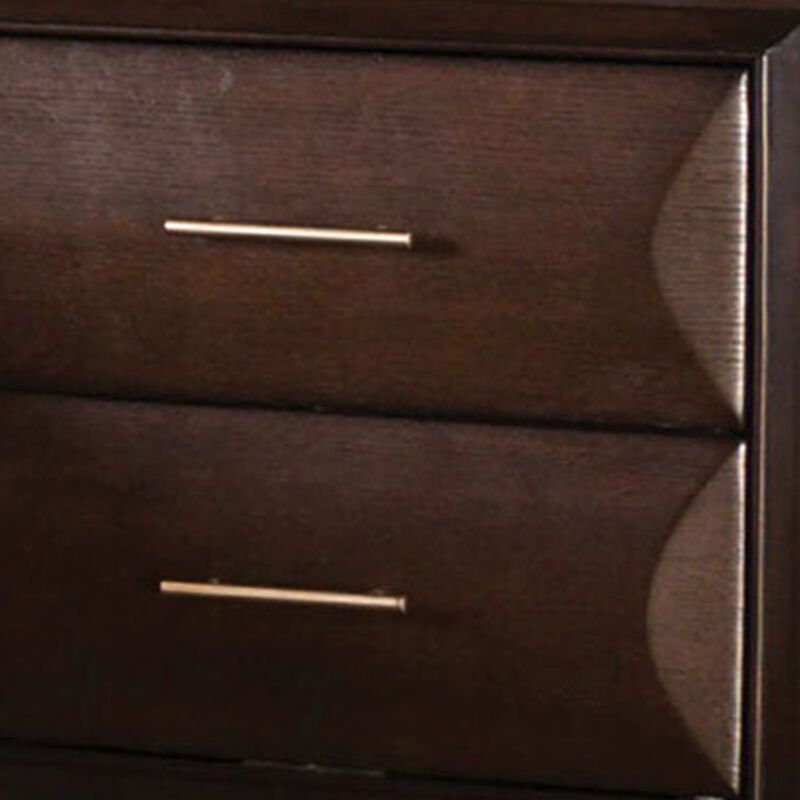 Queen Bedroom Set, Espresso Brown, Gold Wood, 3 Piece Set with 2 Nightstands image number 6