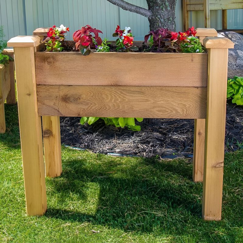 Raised Garden Bed Planter Box in Solid Cedar Wood
