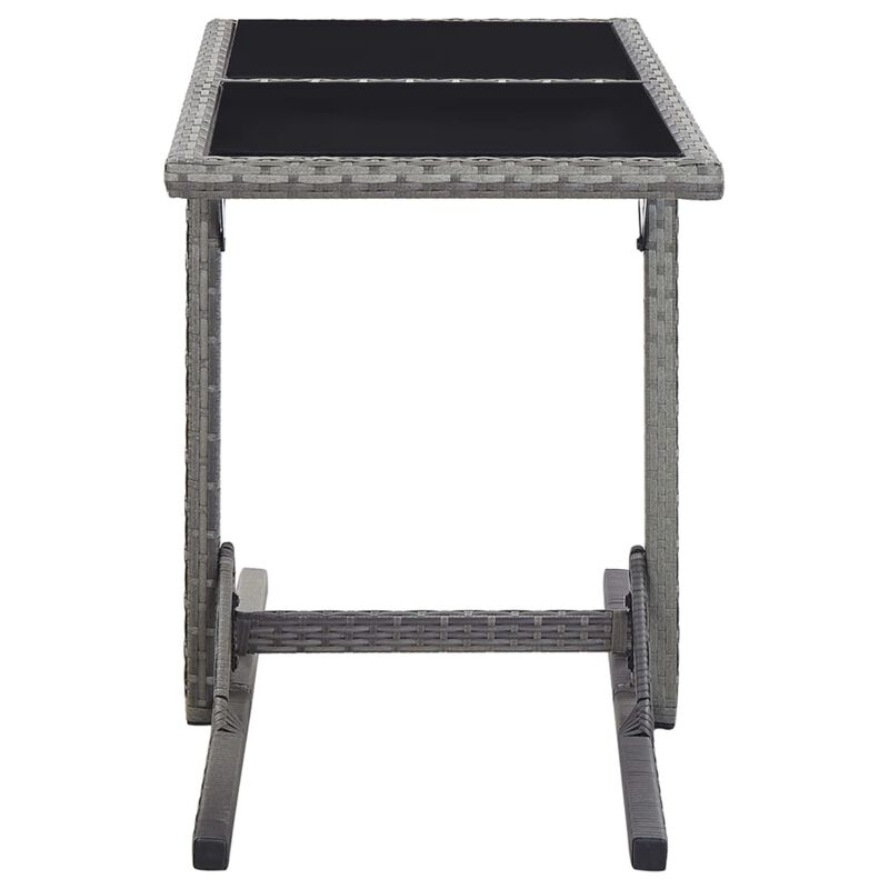 vidaXL Garden Table Anthracite 43.3"x20.9"x28.3" Glass and Poly Rattan