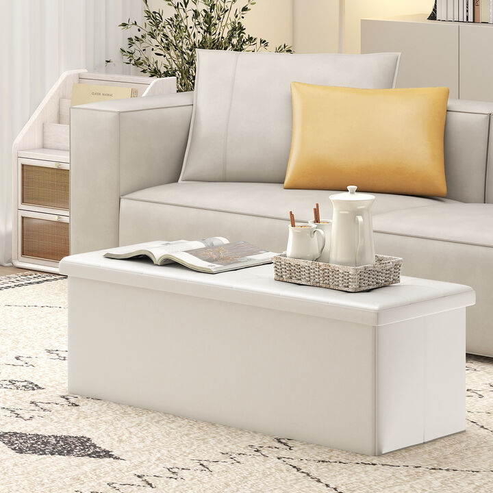 Multi-Use Folding Ottoman Bench with Storage and Footrest