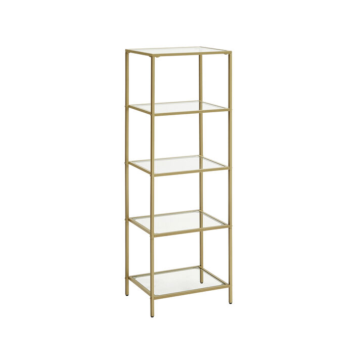 Space-Saving 5-Tier Bookshelf for Bedroom Organization