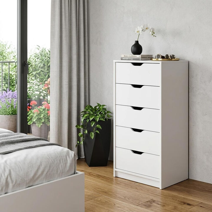 HomeRoots 18" Gray Five Drawer Standard Chest