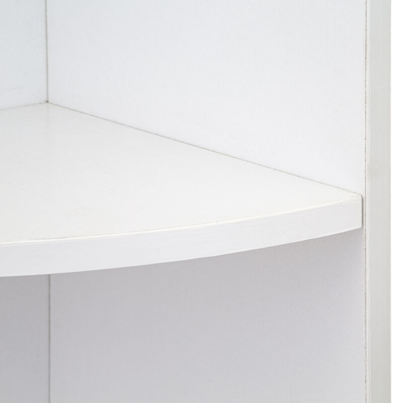 White 5 Tier Corner Bookcase Wooden Display Shelf Storage Rack Multipurpose Shelving Unit