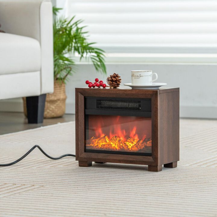 Hivvago Mini Wooden Space Tabletop Fireplace with Realistic Flame Effect