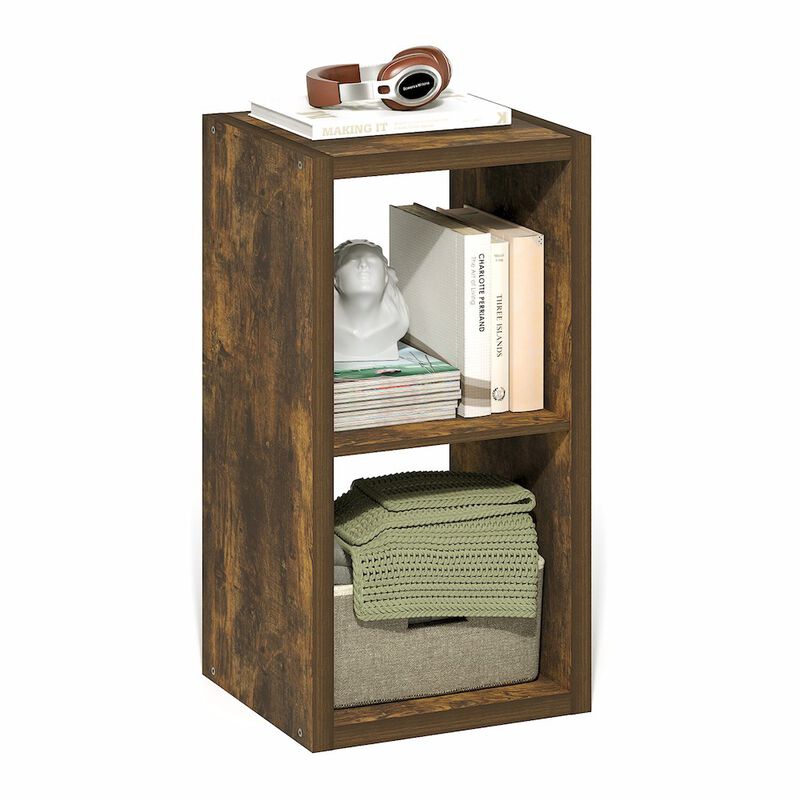 Cubicle Open Back Decorative Cube Storage Organizer, 2-Cube, Amber Pine