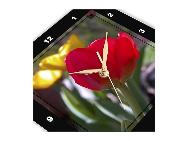 Red Yellow Tulips Wall Clock 10 Inch Home Decor image number 3