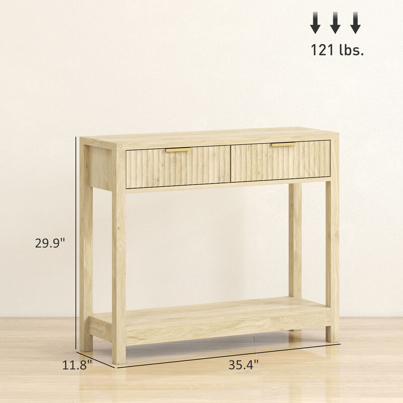 Hivvago 35" Entryway Console Table with Drawer and Shelf image number 2
