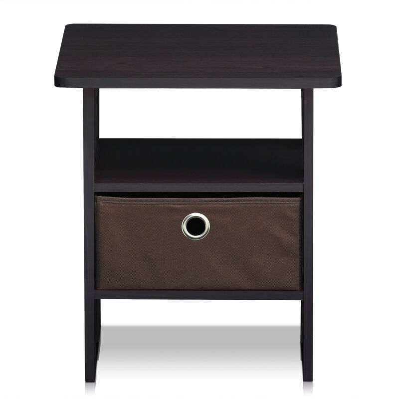 Furinno Andrey End Table / Side Table / Night Stand / Bedside Table with Bin Drawer, Dark Walnut, 1-Pack, Center Bin
