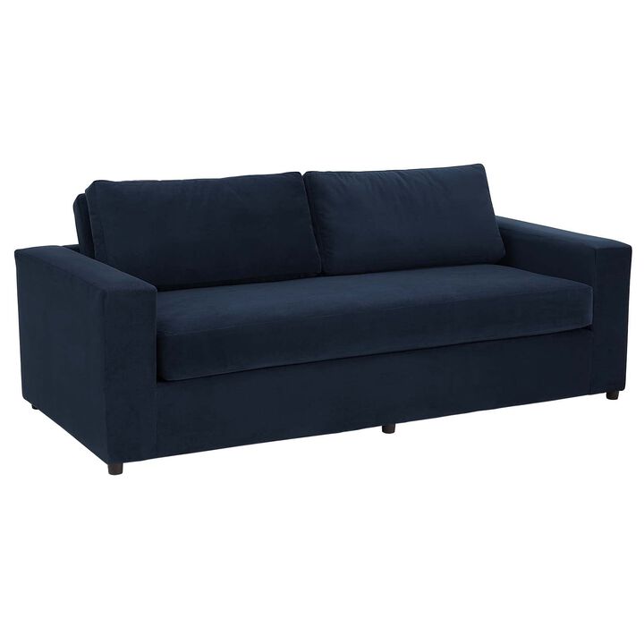 Modway Avendale Velvet &ndash; Made in The USA with Bench Seat Cushion, Sofa, Deep Navy