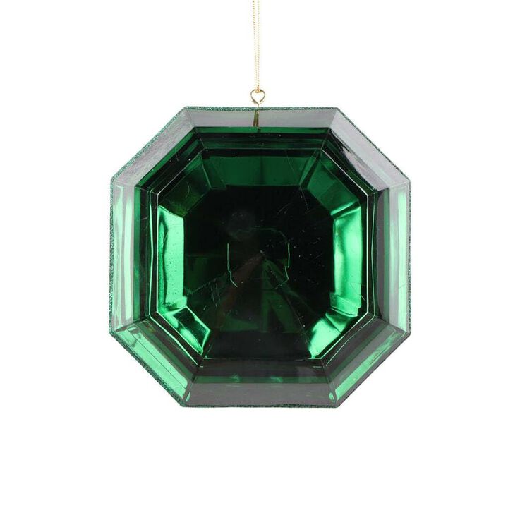 Vickerman 731956-6" Dark Green Square Jewel Glitter Christmas Tree Ornament Assortment (2 Pack) (MT232874)