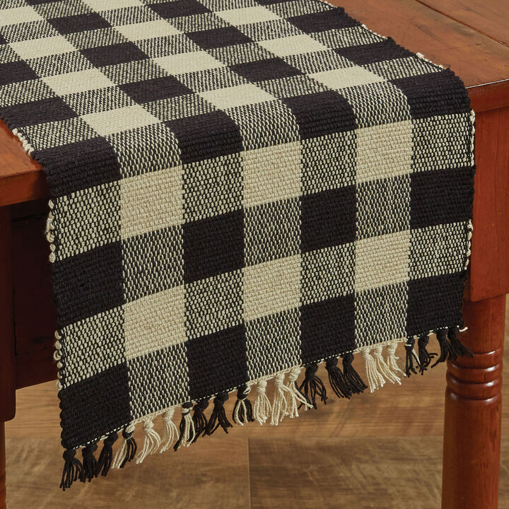 Park Designs Wicklow Star Black Gingham Yarn Runner 13" x 36"
