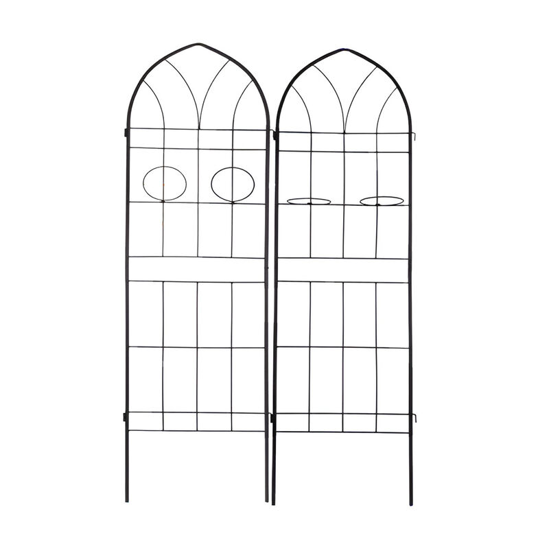 2 Metal Garden Trellises, Sturdy Rustproof Climbing Plant Supports for Patio & Yard